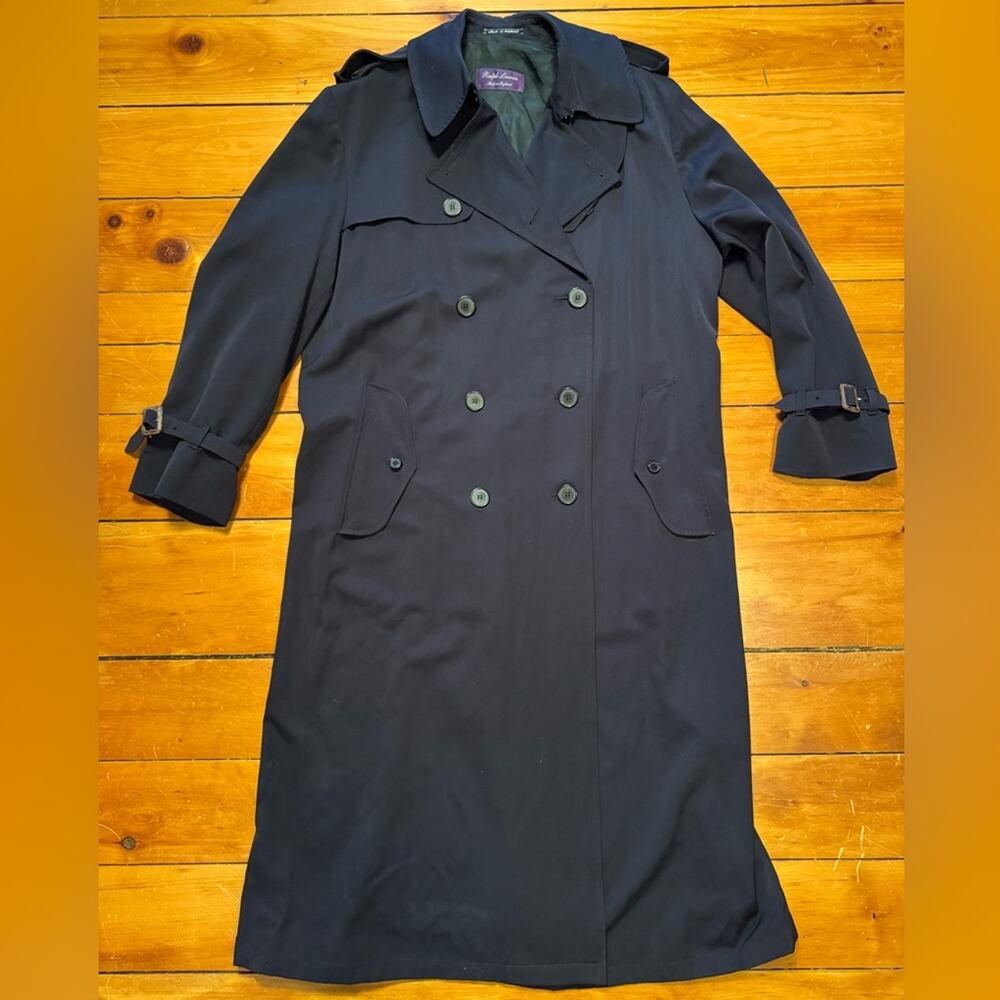 Ralph Lauren Purple Label Wool Trench Coat With Leather Buckles - Picture 1 of 16